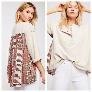Free People Cool Baby Printed Contrast Sweatshirt